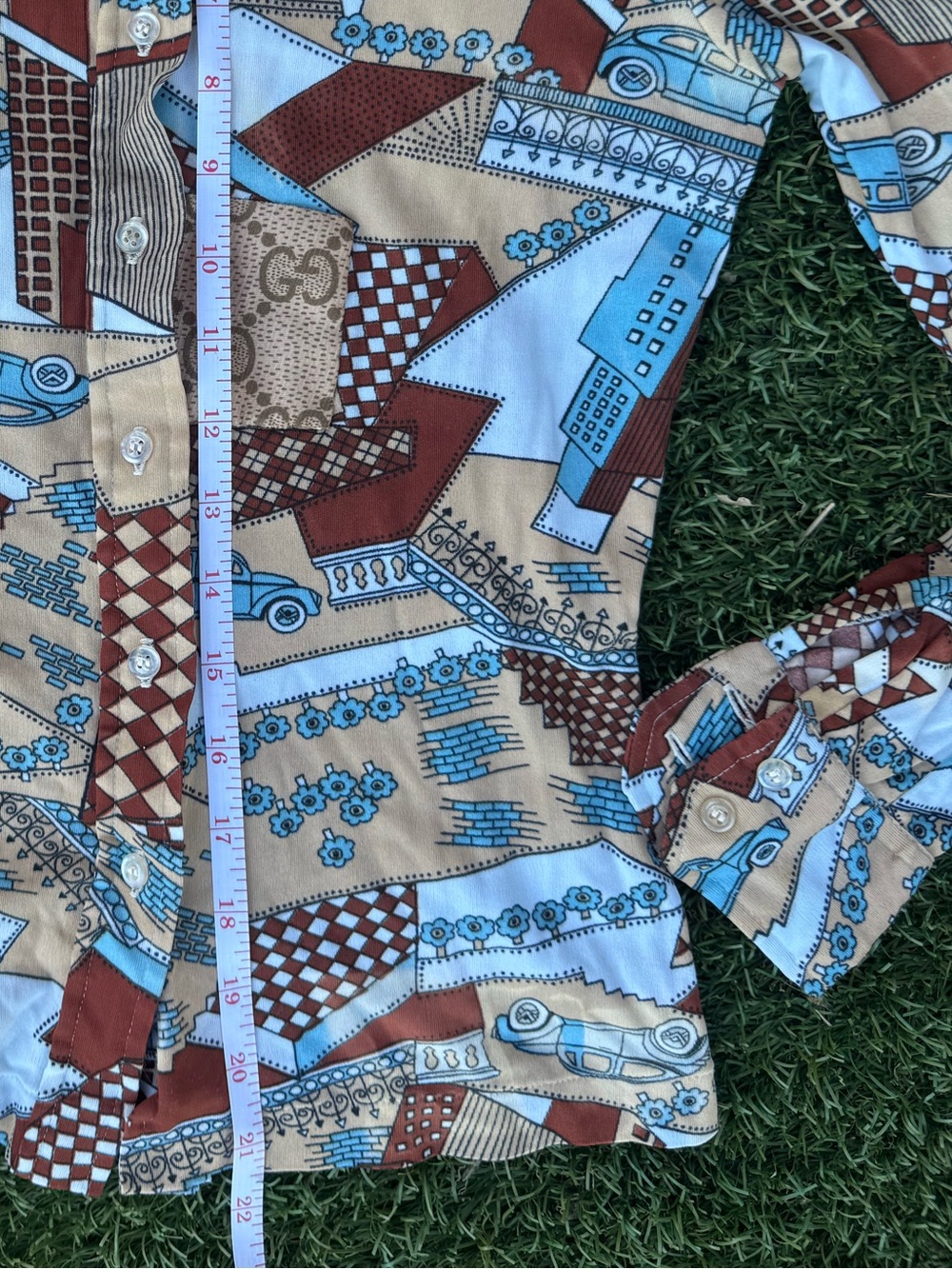 1970s Vintage Novelty Print Metropolitan Blouse - Picture 5 of 8